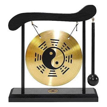 Namizje Gong - Feng Shui Medenina Gong Namizni Okrasek S Stojalom In Kladivom, Občutljivo Kitajski Doma Dekor Dnevne Osem Diagramov
