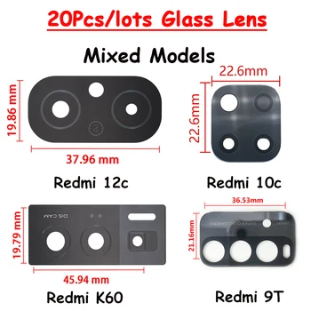 20Pcs/Veliko zadnji Zadnji Fotoaparat Objektiv Stekla Za Xiaomi Redmi 12C 9 9C 9T 10 10A 10C K50 Ultra Steklo Objektiv S Lepilo Nalepke + Orodja