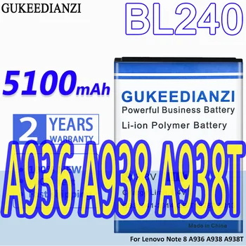 Visoka Zmogljivost GUKEEDIANZI Baterije BL240 5100mAh Za Lenovo Opomba 8 A936 A938 A938T Note8