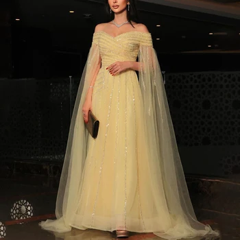 Luksuzni Kristalno Sequined Večerne Obleke za arabski Dubaj Ženske Tla-Dolžina A-Line Prom Stranka Gala Posebne Dogodke Gost 2023 Nova