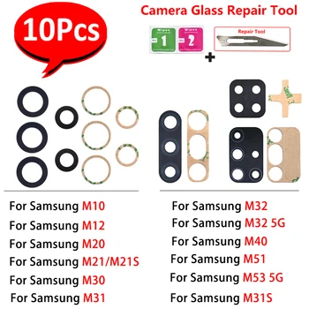 10Pcs，Original Nazaj, Kamera Zadaj Steklo Objektiv s Lepilo Lepilo za Popravilo Za Samsung Galaxy M31 M31S M32 M53 5G M40 M51 M20 M30