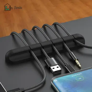 Kabel Organizator Silikonski Kabel USB Navijalec Namizje Samolepilne Komplementa Žice Imetnik Doma Shranjevanje Pribor