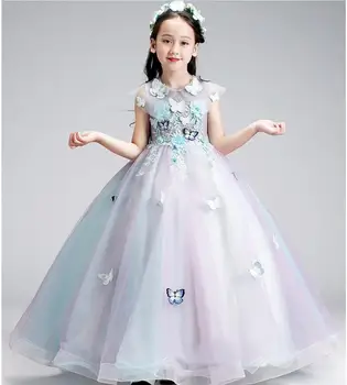 MODX Vezenje Pageant Princesa Obleke, Elegantne Otroci Dolge Obleke Poroko Roža Punca Obleke Otrok Stranka Rojstni dan Kostumi