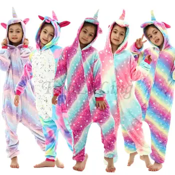 Pozimi Toplo Samorog Dekleta Pižame Otrok Sleepwear Cosplay Kostum Pijama Infantil Dekleta Homewear Pijama Kawaii Otroci Oblačila