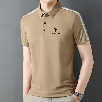 Poletje korejski Moda HAZZYS Moške Preplete T-shirt Nova Znamka Bombaž River Ovratnik, Kratkimi Rokavi Vrhovi