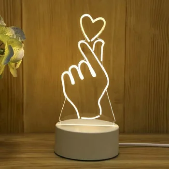 3D Akril Led Osvetlitev, USB Noč Lahka Romantična Ljubezen Darilo Sobi Doma Dekor Božič, Valentinovo Poročno Dekoracijo Nočna Lučka