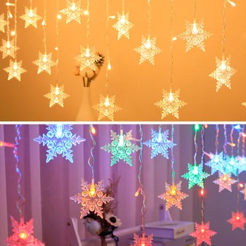 2024 Božič Snežinka LED Zavese Niz Luči Dekor novoletne Počitnice Stranka Dekoracijo Zaprtih prostorih/na Prostem Val Razsvetljavo