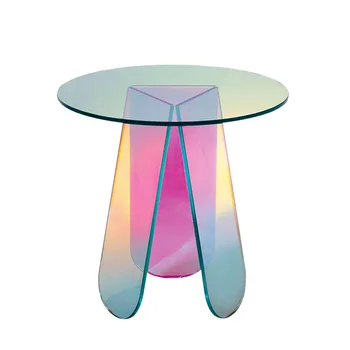 Akril strani tabele prikaže oblikovalec krožne barvne mavrice pregleden akril mizico doma dekoracijo