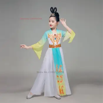 2023 kitajski otroci letnik ples kostum nacionalni cvet bleščica očesa vrhovi+hlače nastavite stopnji uspešnosti dress vintage hanfu