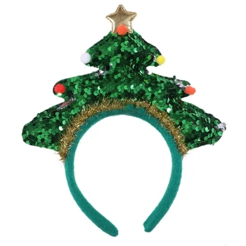Božično Drevo Trakovi Pokrivala Pompoms Lase Hoop za Božič naglavni del Fancy Stranka Obleko Dobave