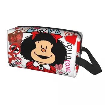 Potovanje Ljubezni In Mafalda Obdan Z Srcih Toaletnih Vrečko Quino Kozmetični Ličila Organizator za Ženske Lepote Shranjevanje Dopp Kit Polje