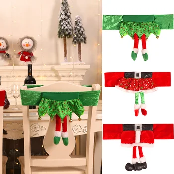 Božič Stol Zajema Santa Claus Elf Noge Obliko Stol Nazaj Zajema Novo Leto Mizo Dekoracijo Za Dom Božični Okrasek