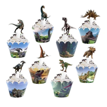 Jurassic Temo Rojstni dan Torta Zastavo Dekoracijo Sladica Tabela Otrok Stranka Torto Dinozaver Papir Pokal Platišča Dekoracijo