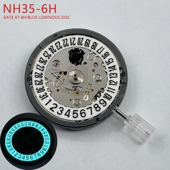 Japonska NH35 Mehansko Gibanje Datum ob 6H Močna Modra Svetlobni Disk Datewheel Mod avtomatizem NH35-6H