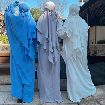 Abayas Za Ženske Muslimanske Ženske Jilbab Enega kosa Molitev Obleko Hooded Abaya Smocking Rokav Islamska Oblačila Dubaj Savdska Robe