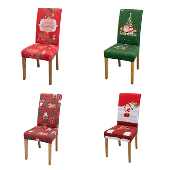 Statične o funda de silla de tela de poliéster par decoración navideña