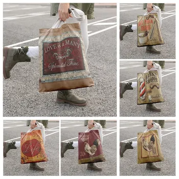 Platno torba organizacija torbici za shranjevanje kozmetike potovanja žensk torba retro moda nakupovalno vrečko platno vrečko
