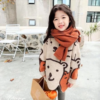 Zimska Oblačila za Dekleta Jeseni Debele Puloverje Moda Puloverji za Otroke Toplo otroška Oblačila Plesti Pulover korejskem Slogu