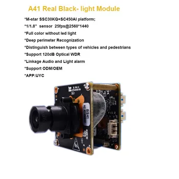 A41 4MP Blacklight IP Kamera Modul,Podporo Obseg Zaščite,Optični, WDR, ultra H. 265,UNV Tehnologije