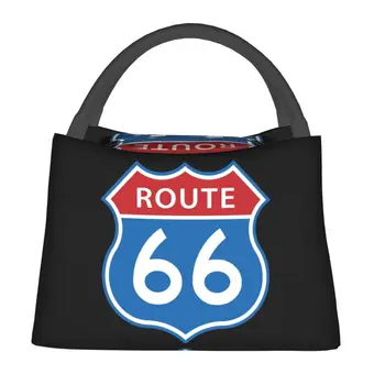 Route 66 Izolirana Kosilo Tote Vrečko za Ženske Ameriki Avtocesti Resuable Hladilnik Toplotne Bento Polje Dela Potovanja