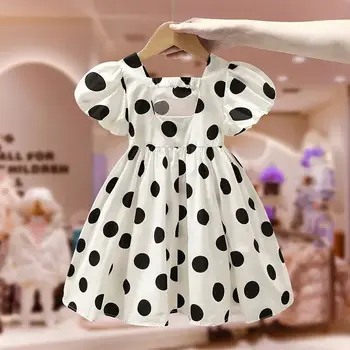 Otrok je Kratek Rokav Obleka za Poletje 2023 Novo Deklica Baby korejski Edition Pika Pok Princesa Obleko Modi