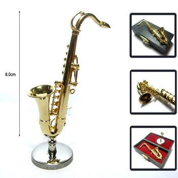 1:12 Lutke Miniaturni Alto Saksofon Sax Glasbeni Instrument w/ Case & imetnik Glasbe Sax Slika Darilo