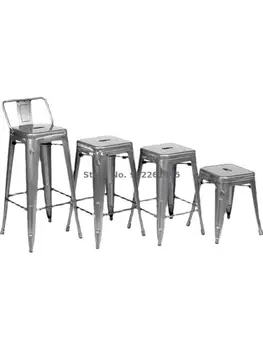 Železo blata z visoko nazaj bar stol iz nerjavečega jekla barvne kovine blata industrijske slog stol bar, restavracija bar tabela stol
