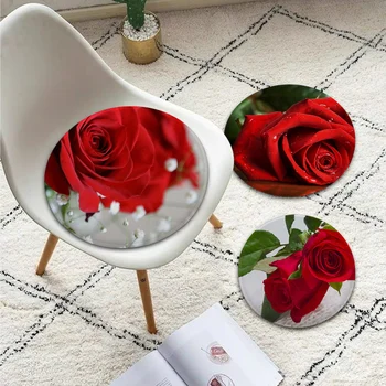 Rose Cvetje Ljubezni Blazine Mat Evropske Jedilni Stol, Blazine Krožni Okras Sedežev Za Pisarne Stol Mat Pad