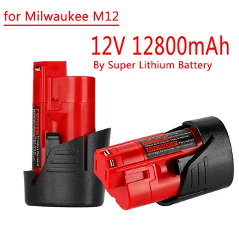 12V Nadomestna Baterija Za 12,8 Ah Združljiv z Milwaukee M12 XC 48-11-2410 48-11-2420 48-11-2411 12-Voltni Akumulatorski Orodja Baterije