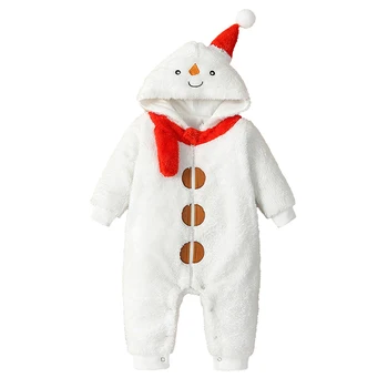 Pudcoco Malčke Baby Jumpsuit, Long Sleeve Hooded Zadrgo Zaprtje Zimo Božič Romper Snežaka Kostum za Fantje Dekleta