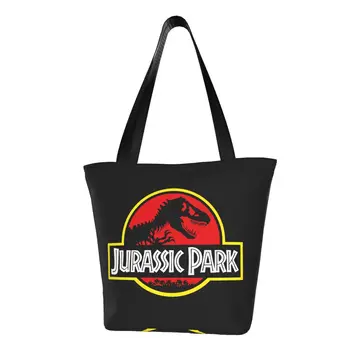 Jurassic Park, Logotip Trgovina Tote Nakupovalna Torba Ženske Po Meri Dinozaver Svetu Platno Varovanec Ramo Torbe, Velike Zmogljivosti, Torbice